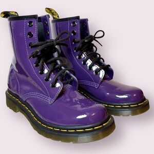 Dr Marten 1460 Patent Leather Lace Up Boots Blackcurrant Purple Size 5 Like New